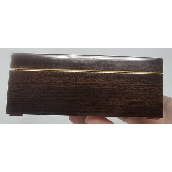 Still Life Tabby Cat Lacquerware Wooden Hinged Trinket Jewelry Box Lined Italy - Picture 2 of 15